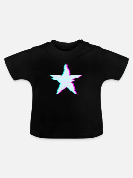 Stern mit Glitch Effekt - Baby Bio-T-Shirt mit Rundhals - Schwarz