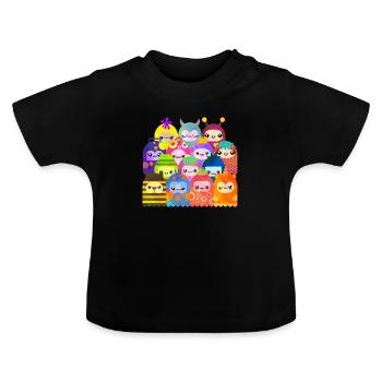Kawaii Monster Community - Baby Bio-T-Shirt mit Rundhals - Schwarz - Vorne