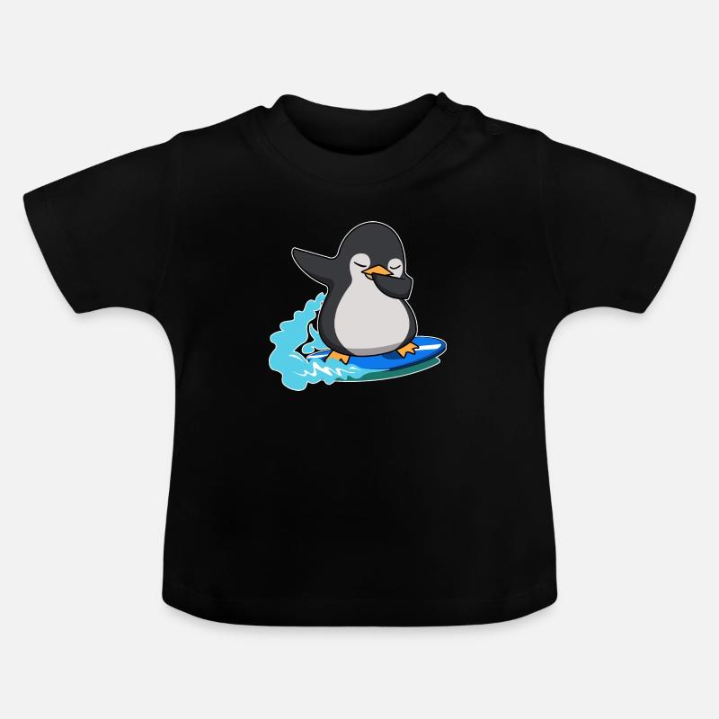 dab dabbing pingouin surf king pingouin anniversaire - T-shirt bio col rond Bébé - noir