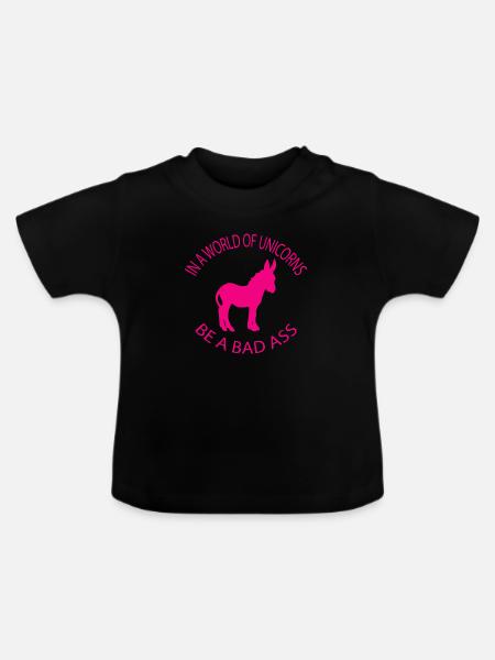 Donkey Esel - Baby Bio-T-Shirt mit Rundhals - Schwarz