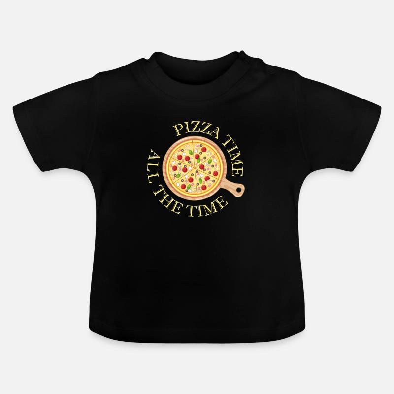 Pizza Time Tout le temps Drôle de pizza Disant - T-shirt bio col rond Bébé - noir