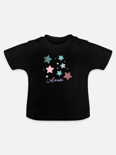 Niedlich. - Baby Bio-T-Shirt mit Rundhals - Schwarz