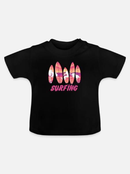 Surfing Surfboard Surfer Geschenksidee - Baby Bio-T-Shirt mit Rundhals - Schwarz