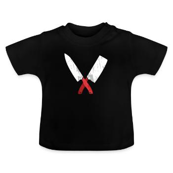 Couteau de chef croisé - T-shirt bio col rond Bébé - noir - Devant
