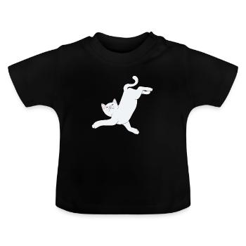 Weiße chiller Katze - Baby Bio-T-Shirt mit Rundhals - Schwarz - Vorne