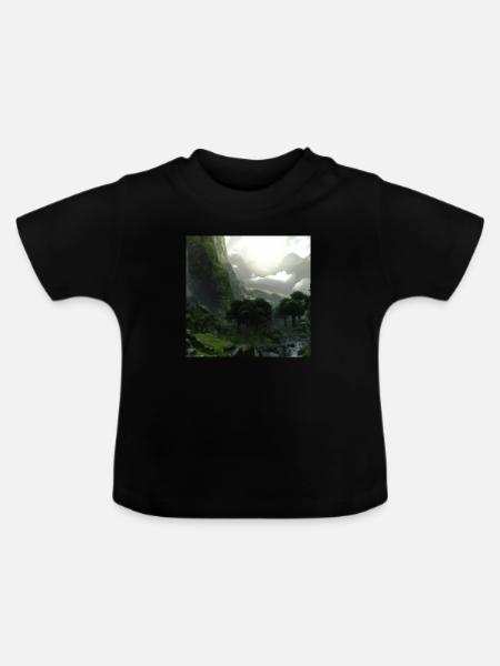 Wunderschöne Berglandschaft - Baby Bio-T-Shirt mit Rundhals - Schwarz