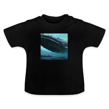 Wal schwebt am Himmel - Baby Bio-T-Shirt mit Rundhals - Schwarz - Vorne
