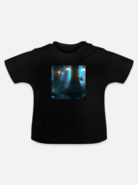 Magischer Wald - Baby Bio-T-Shirt mit Rundhals - Schwarz