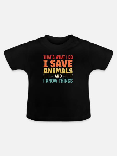Ich rette Tiere - Baby Bio-T-Shirt mit Rundhals - Schwarz