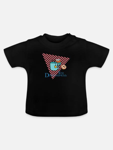 Köstlichkeiten Zeit - Baby Bio-T-Shirt mit Rundhals - Schwarz