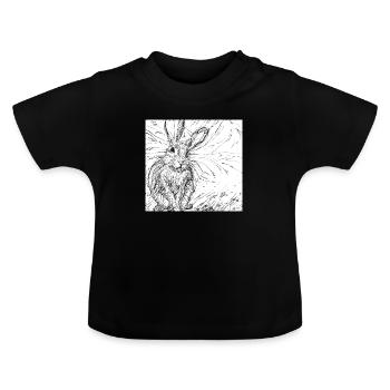 Gezeichneter Hase - Baby Bio-T-Shirt mit Rundhals - Schwarz - Vorne