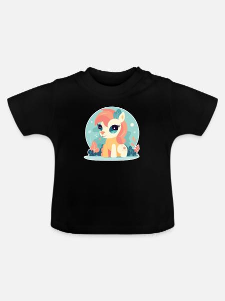 Pony - Baby Bio-T-Shirt mit Rundhals - Schwarz