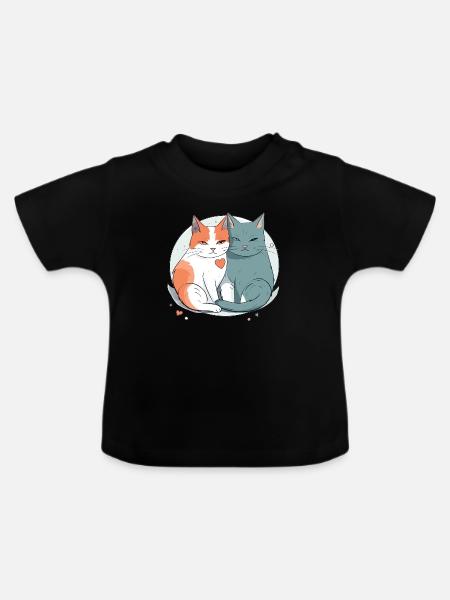 Katzenliebe - Baby Bio-T-Shirt mit Rundhals - Schwarz