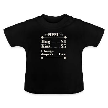 Baby Fun Menu - Baby Organic T-Shirt with Round Neck - black - Front