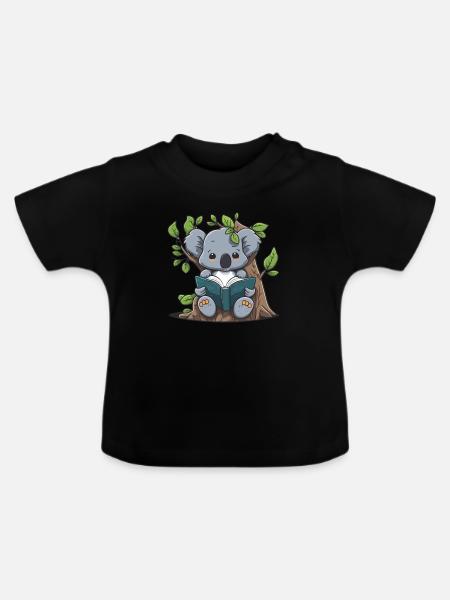 Baumgebundener Reader - Baby Bio-T-Shirt mit Rundhals - Schwarz