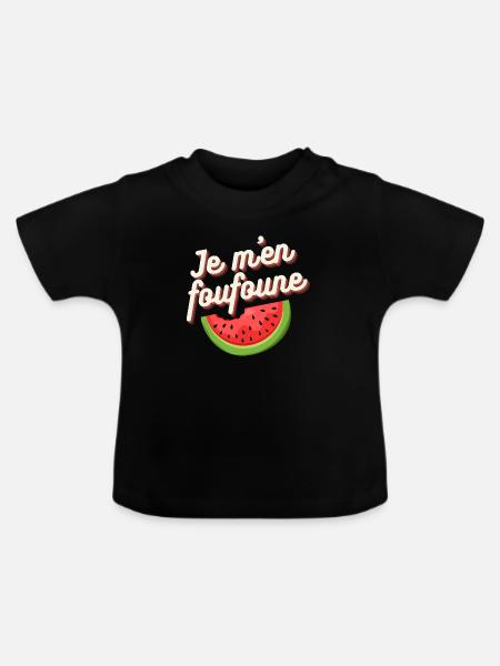 Je m'en foufoune - Baby Bio-T-Shirt mit Rundhals - Schwarz