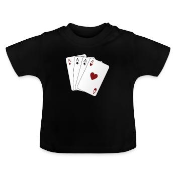Spielkarten Ass - Baby Bio-T-Shirt mit Rundhals - Schwarz - Vorne
