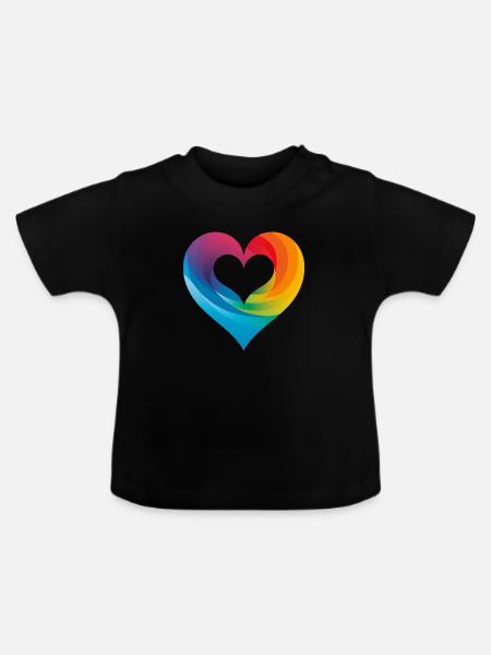 Liebe für LGBTQIA+ Community - Baby Bio-T-Shirt mit Rundhals - Schwarz