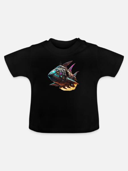 Spaceship - Baby Bio-T-Shirt mit Rundhals - Schwarz