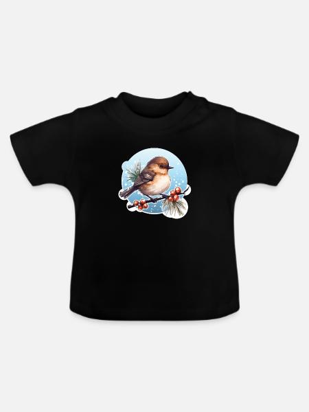Braunkehlchen im Winter - Baby Bio-T-Shirt mit Rundhals - Schwarz