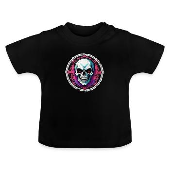Totenkopf - Skelett - Totenkopf - Motorradhelm - Baby Bio-T-Shirt mit Rundhals - Schwarz - Vorne