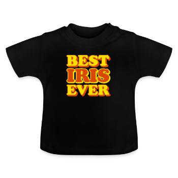 Lustiges Geschenk mit Vornamen Iris - Baby Bio-T-Shirt mit Rundhals - Schwarz - Vorne