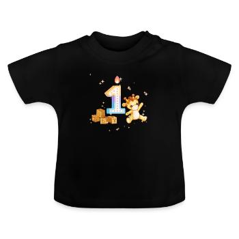 1. Geburtstag Baby - Baby Bio-T-Shirt mit Rundhals - Schwarz - Vorne