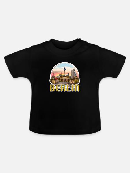 Berlin Hauptstadt - Baby Bio-T-Shirt mit Rundhals - Schwarz