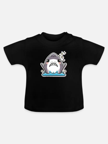 Hai-Liebhaber - Baby Bio-T-Shirt mit Rundhals - Schwarz