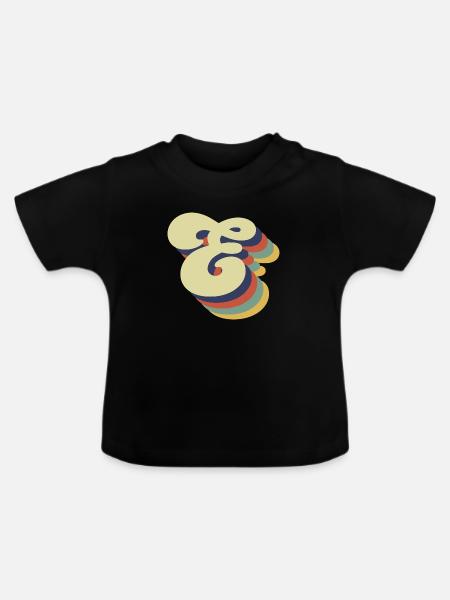 Retro-Buchstabe E - Baby Bio-T-Shirt mit Rundhals - Schwarz