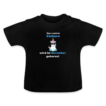 Einhorn - Baby Bio-T-Shirt mit Rundhals - Schwarz - Vorne