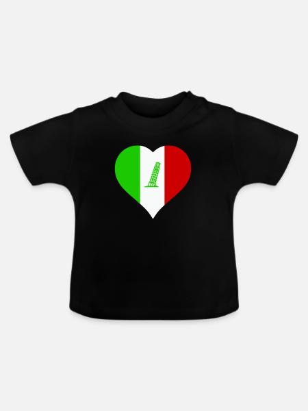 herz italien - Baby Bio-T-Shirt mit Rundhals - Schwarz