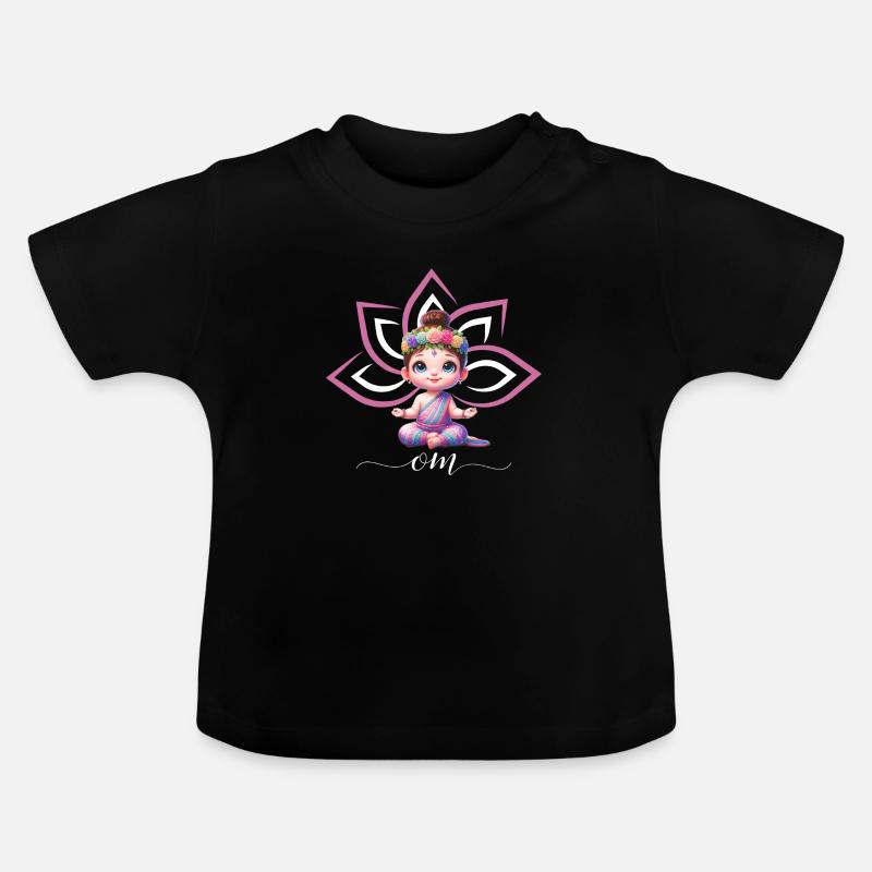 Lotus Bébé Om - T-shirt bio col rond Bébé - noir