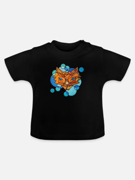 Fuchs Geometrie - Baby Bio-T-Shirt mit Rundhals - Schwarz