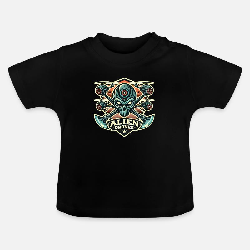 Alien Drones Logo - Baby Bio-T-Shirt mit Rundhals - Schwarz