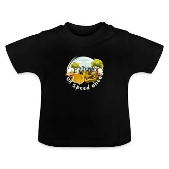 Bulldozer en plein essor - T-shirt bio col rond Bébé - noir - Devant