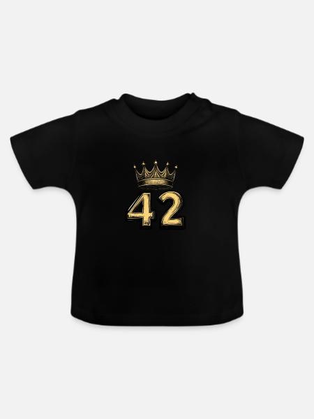 42 Zahl Krone - Baby Bio-T-Shirt mit Rundhals - Schwarz