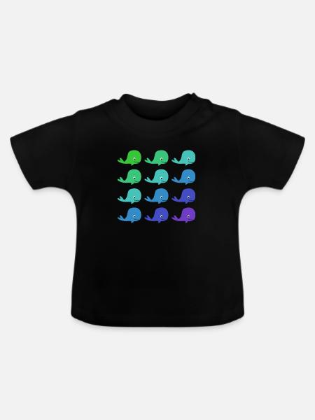 Walvissen patroon - Baby biologisch T-shirt met ronde hals - zwart