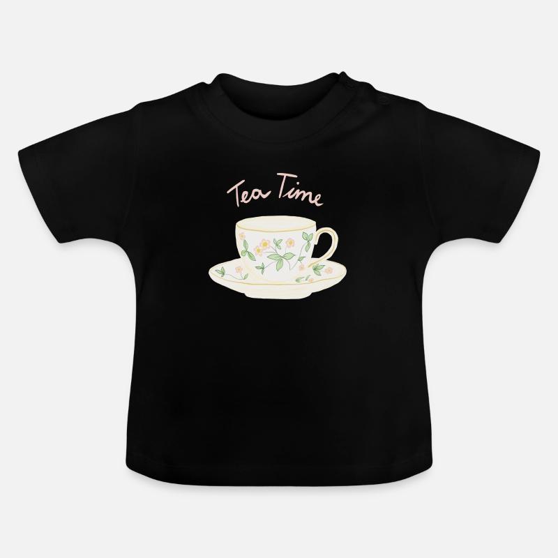 Tea Time - Baby Bio-T-Shirt mit Rundhals - Schwarz