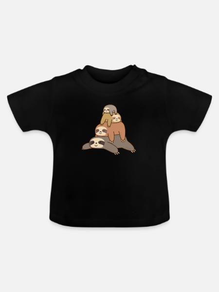 Faultier Faulenzer Schlafmützen - Baby Bio-T-Shirt mit Rundhals - Schwarz