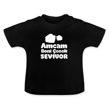 Amca Türkischer Onkel Newborn Geschenk Hediye Baby - Baby Bio-T-Shirt mit Rundhals - Schwarz - Vorne