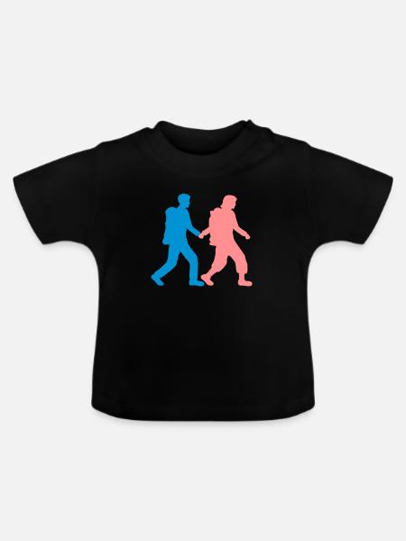 Paar geht wandern - Baby Bio-T-Shirt mit Rundhals - Schwarz
