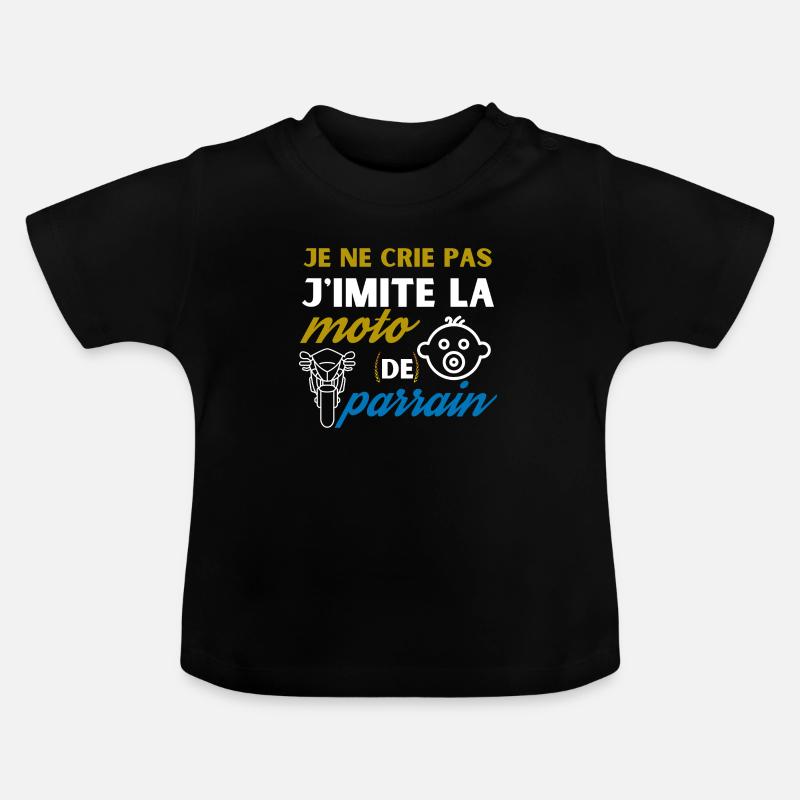 j'imite la moto de parrain - T-shirt bio col rond Bébé - noir