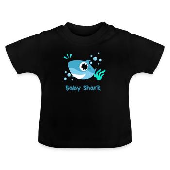 Kleiner Hai I Baby HaiI Süßes Design für Babies - Baby Bio-T-Shirt mit Rundhals - Schwarz - Vorne