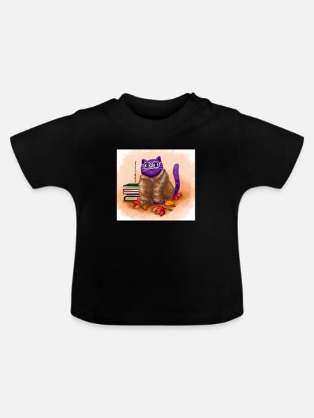 Herbst Katze - Baby Bio-T-Shirt mit Rundhals - Schwarz