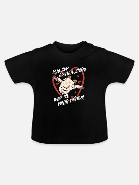 Ziegenportrait und Ziegenspruch - Baby Bio-T-Shirt mit Rundhals - Schwarz