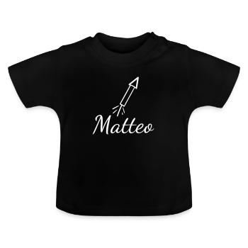 Lettrage Matteo avec fusée VEKTOR - T-shirt bio col rond Bébé - noir - Devant
