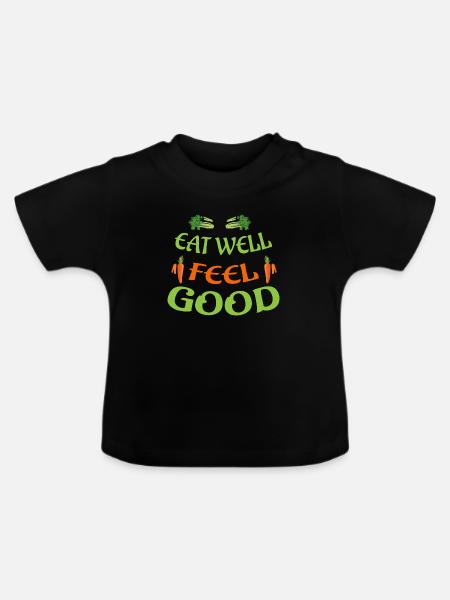 Gut essen und wohlfühlen - Baby Bio-T-Shirt mit Rundhals - Schwarz