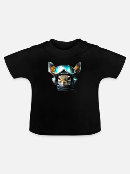 Fliegerhörnchen - Baby Bio-T-Shirt mit Rundhals - Schwarz