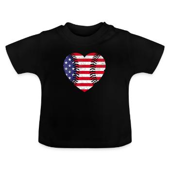 4 juillet Drapeau Américain Baseball Coeur USA - T-shirt bio col rond Bébé - noir - Devant